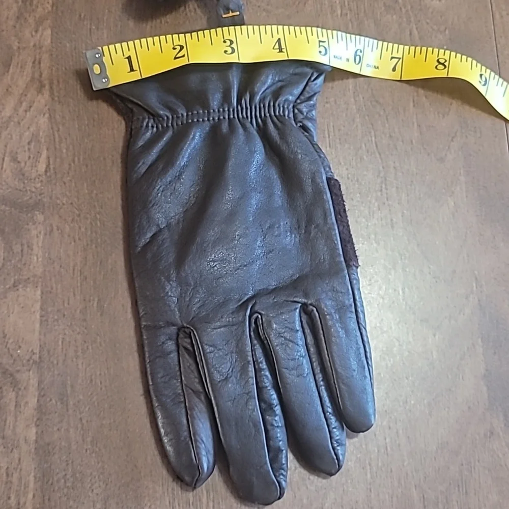 Women's Brown‎ Leather Gloves Size L/XL very good pre-owned Condition